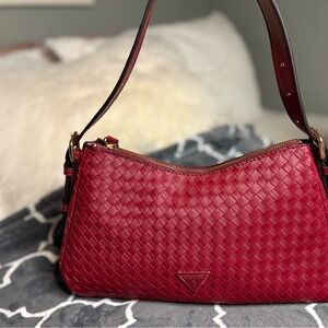 Guess Red Woven Shoulder Bag